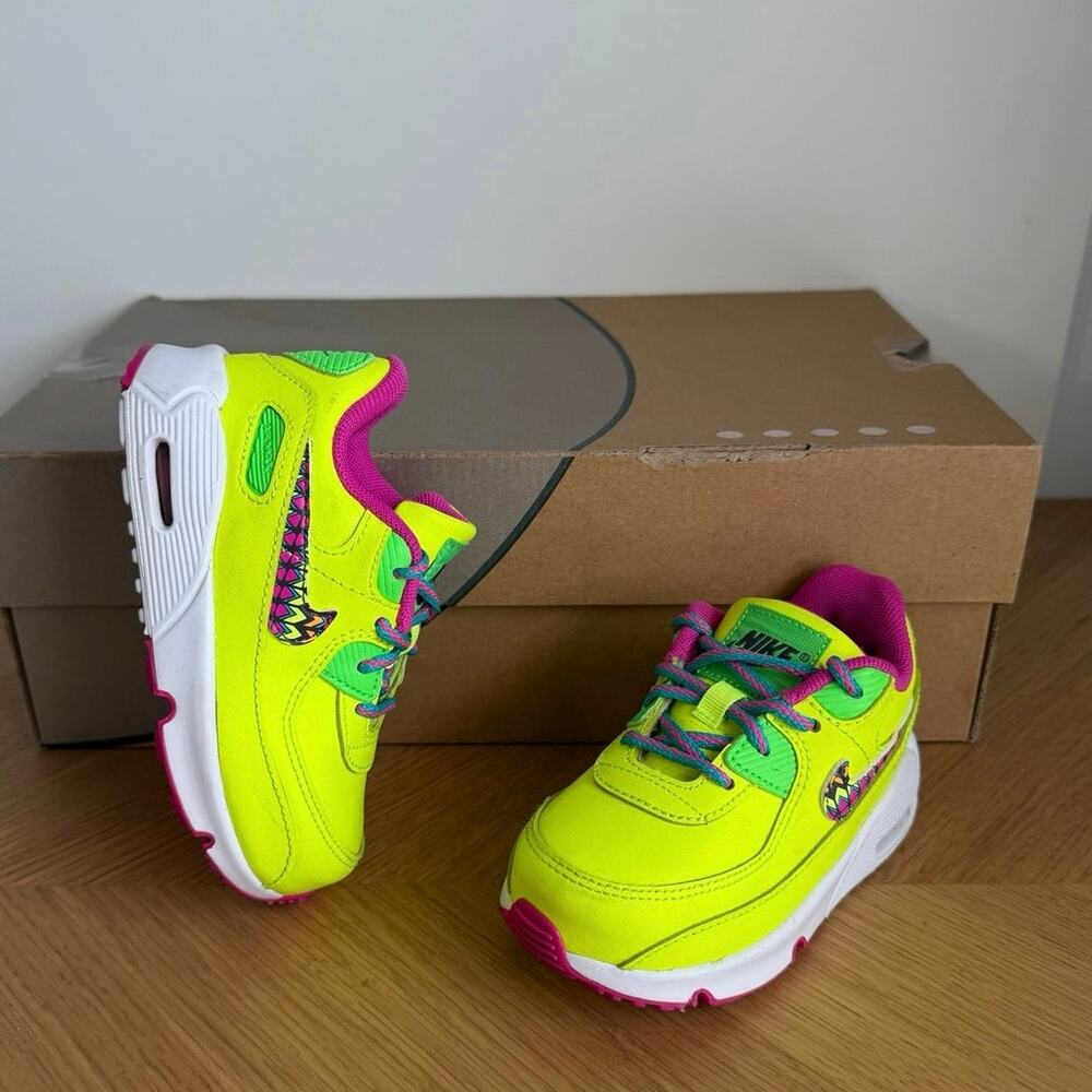 Nike Air Max 90 ‘Volt/ Fire Pink’ Toddler Sneakers- SZ 7 C